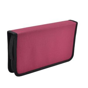 Nylon Closure Double Sided 80 Capacity CD Bag Holder for Car Red